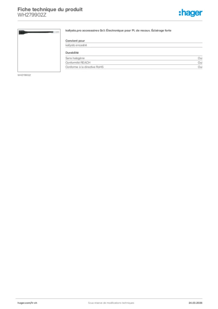 Image Hager Fiche technique du produit WH279902Z | Hager Suisse
