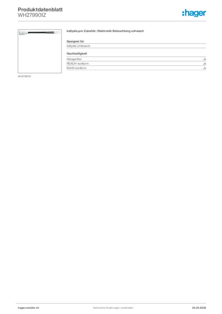 Bild Hager Produktdatenblatt WH279901Z | Hager Schweiz
