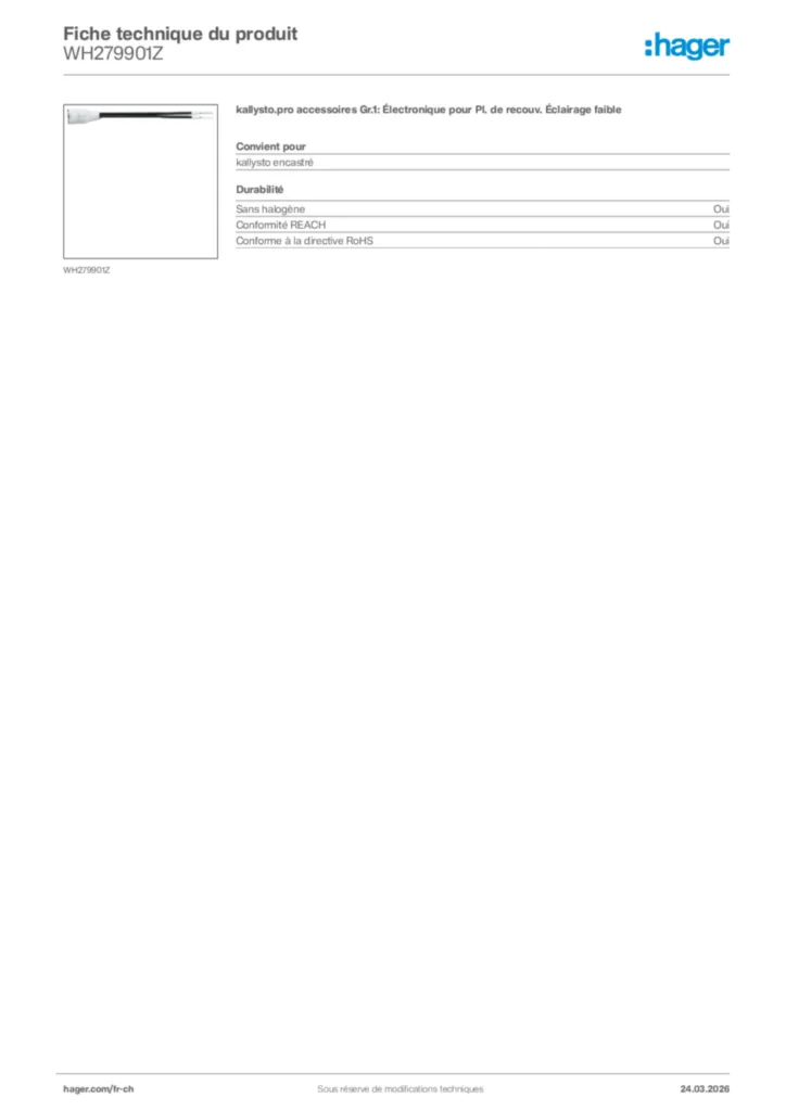 Image Hager Fiche technique du produit WH279901Z | Hager Suisse