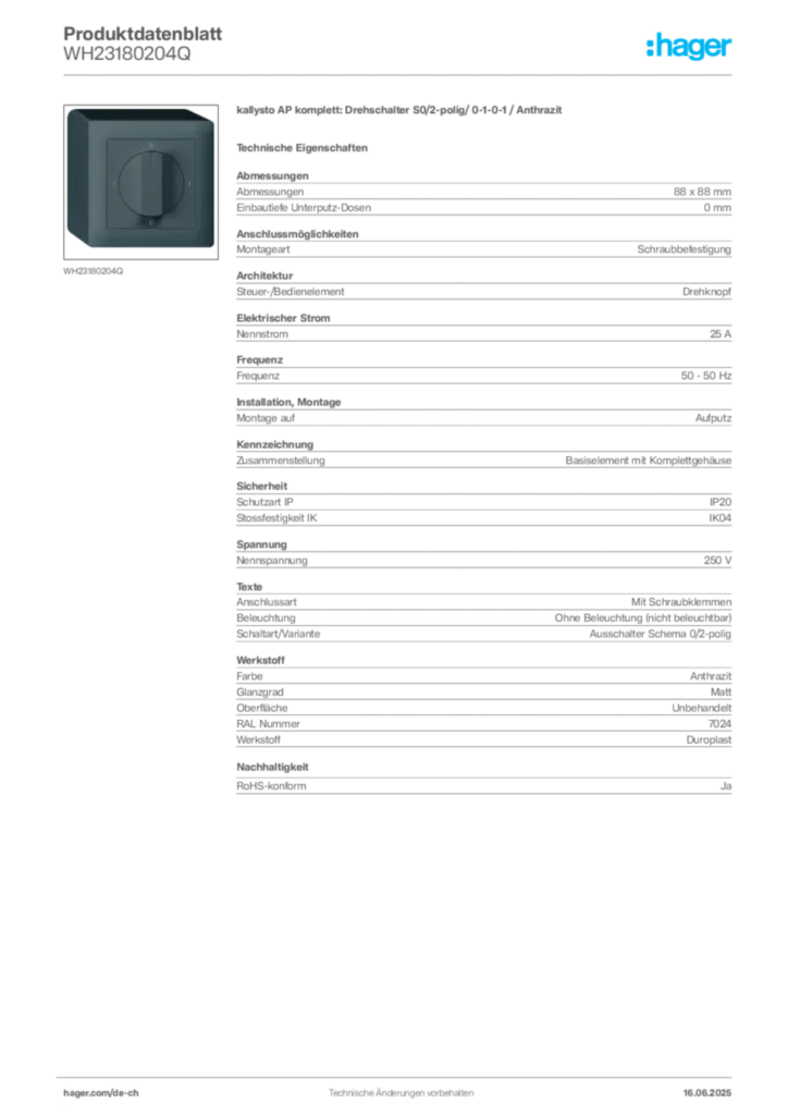 Bild Hager Produktdatenblatt WH23180204Q | Hager Schweiz