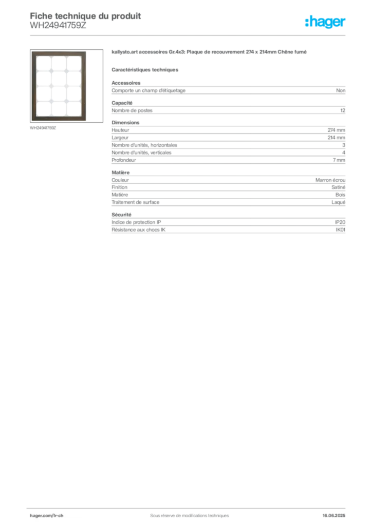 Image Hager Fiche technique du produit WH24941759Z | Hager Suisse