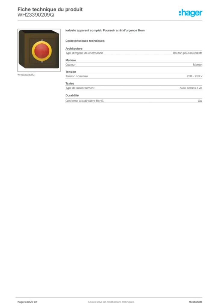 Image Hager Fiche technique du produit WH23390209Q | Hager Suisse