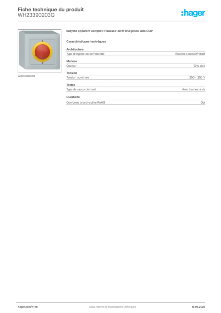 Image Hager Fiche technique du produit WH23390203Q | Hager Suisse