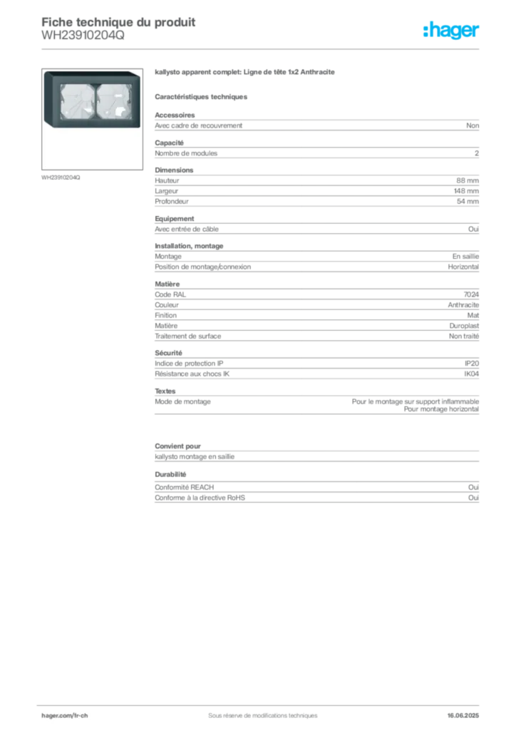 Image Hager Fiche technique du produit WH23910204Q | Hager Suisse