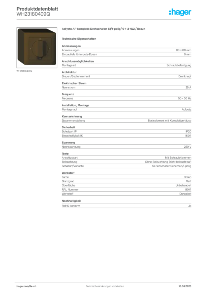Bild Hager Produktdatenblatt WH23180409Q | Hager Schweiz