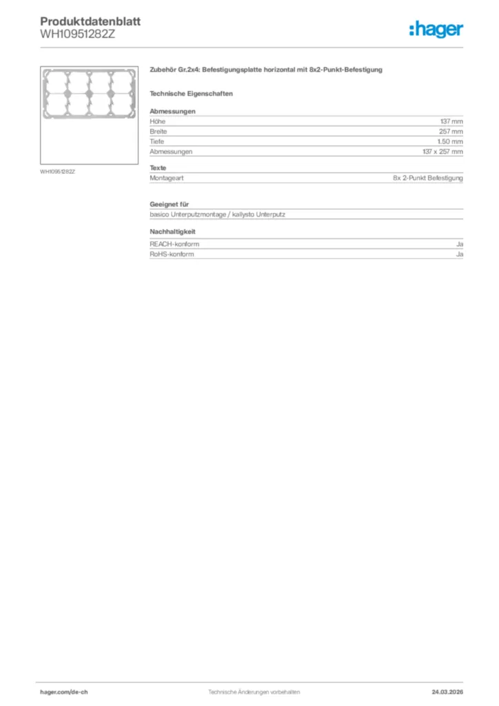 Bild Hager Produktdatenblatt WH10951282Z | Hager Schweiz