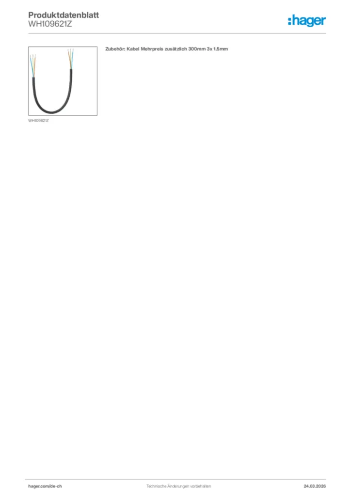 Bild Hager Produktdatenblatt WH109621Z | Hager Schweiz