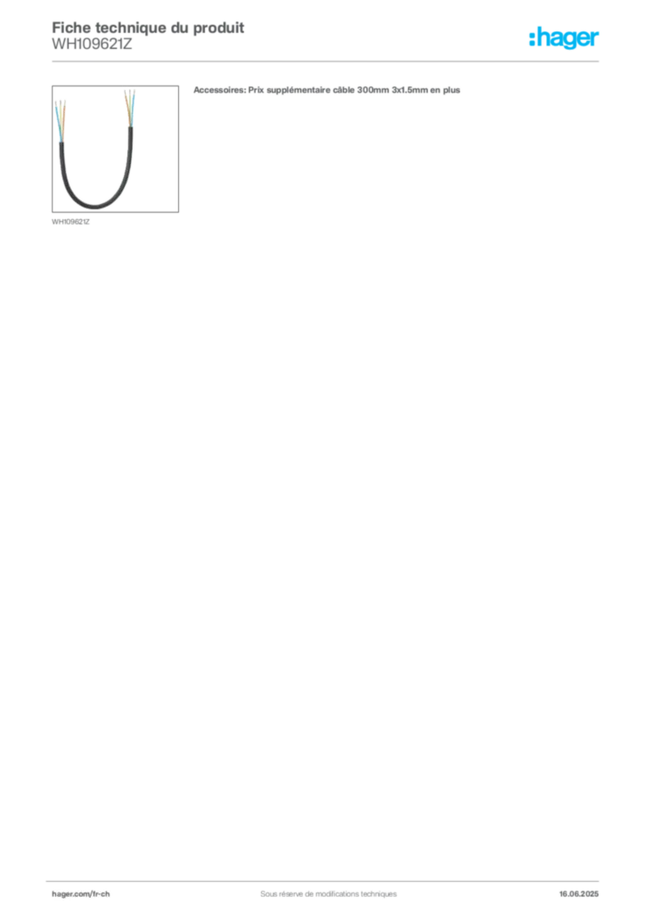 Image Hager Fiche technique du produit WH109621Z | Hager Suisse