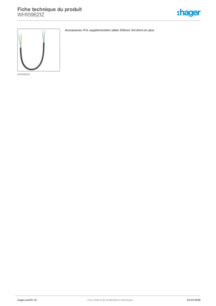Image Hager Fiche technique du produit WH109621Z | Hager Suisse