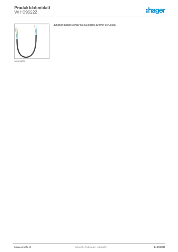 Bild Hager Produktdatenblatt WH109622Z | Hager Schweiz