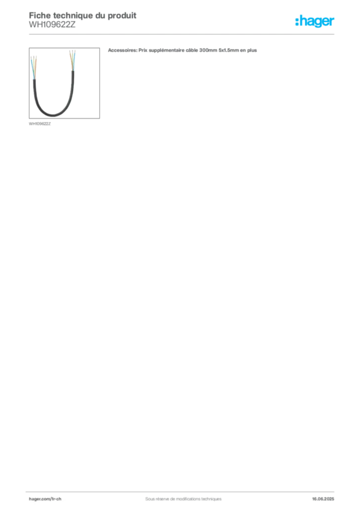 Image Hager Fiche technique du produit WH109622Z | Hager Suisse