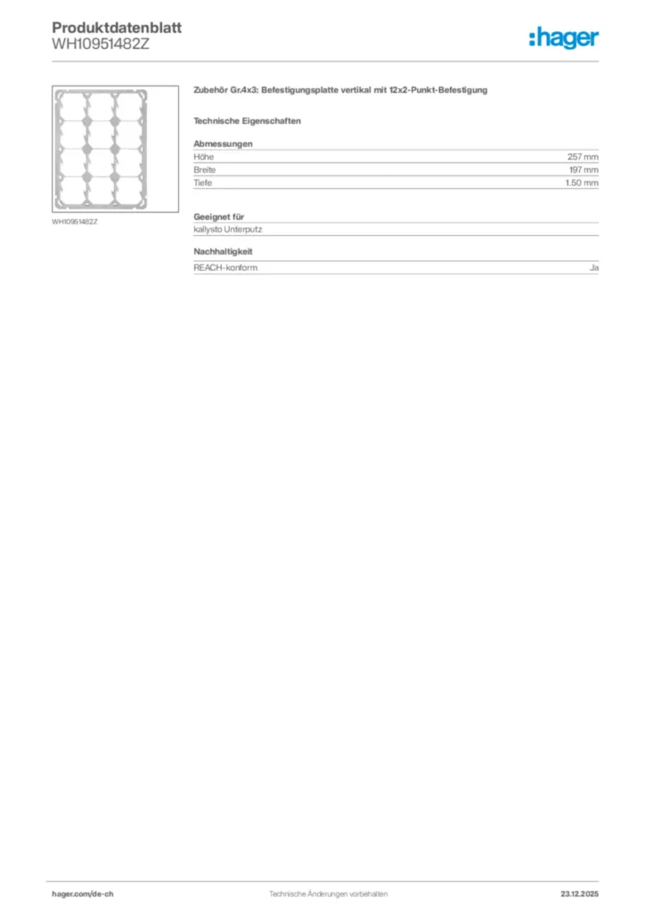 Bild Hager Produktdatenblatt WH10951482Z | Hager Schweiz