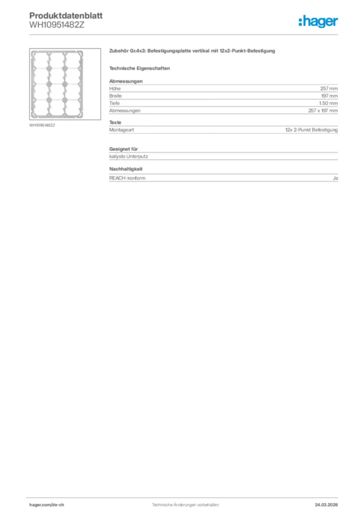 Bild Hager Produktdatenblatt WH10951482Z | Hager Schweiz