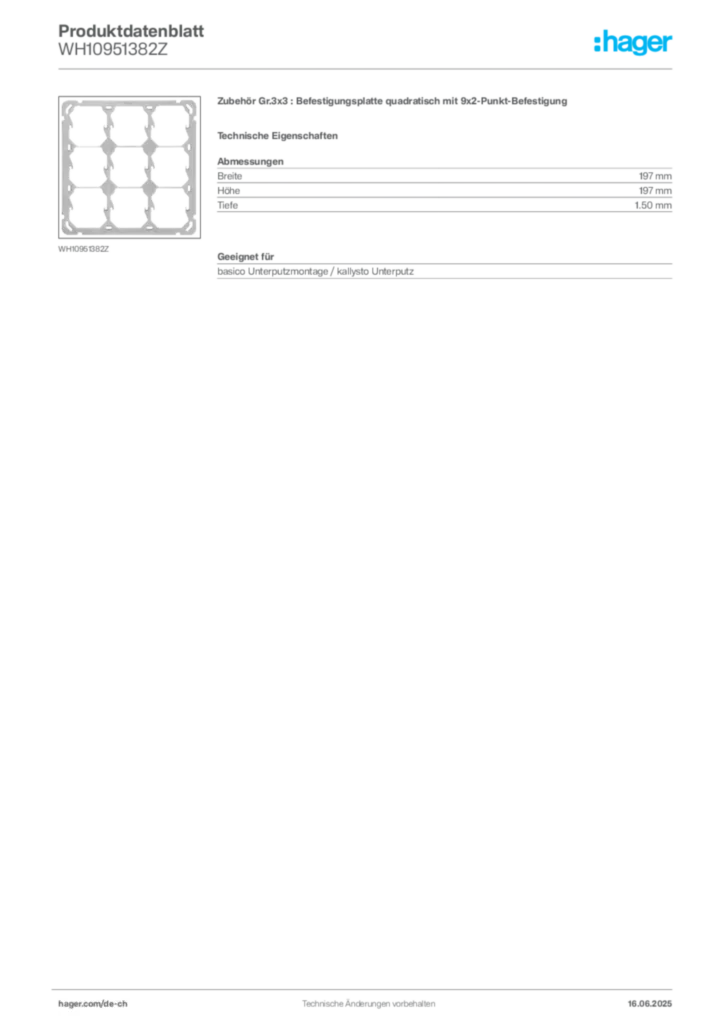 Bild Hager Produktdatenblatt WH10951382Z | Hager Schweiz