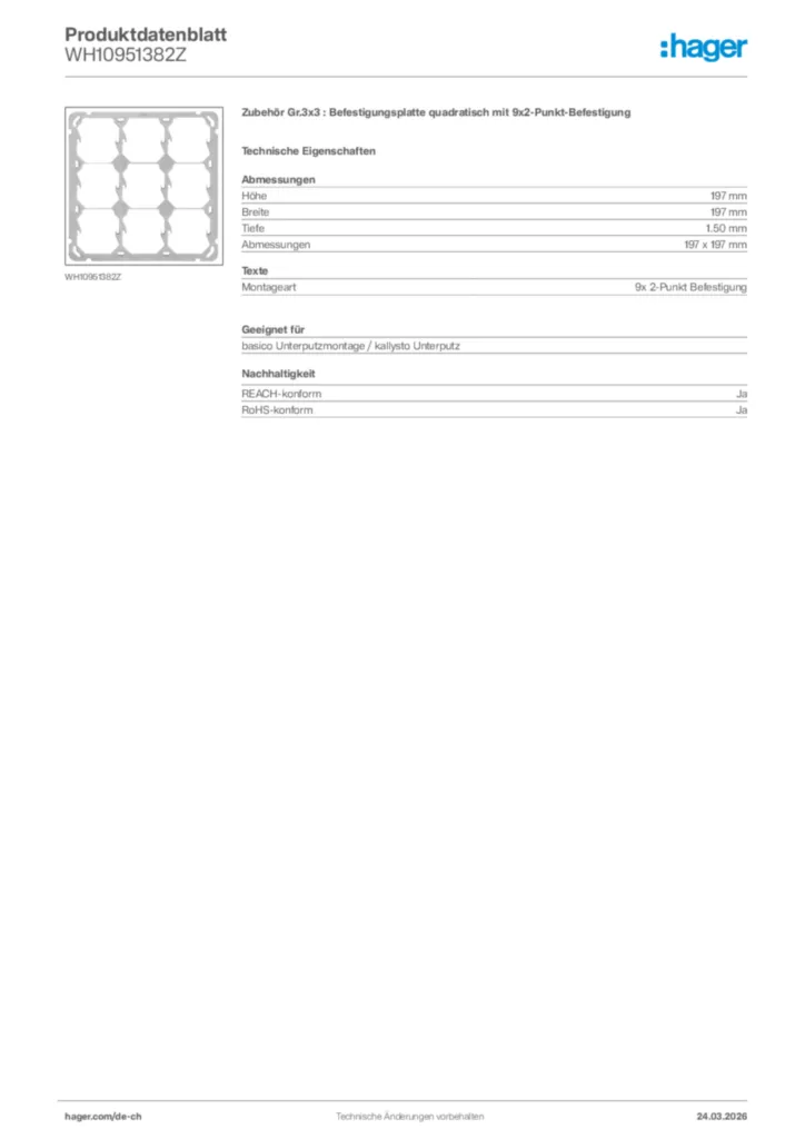 Bild Hager Produktdatenblatt WH10951382Z | Hager Schweiz