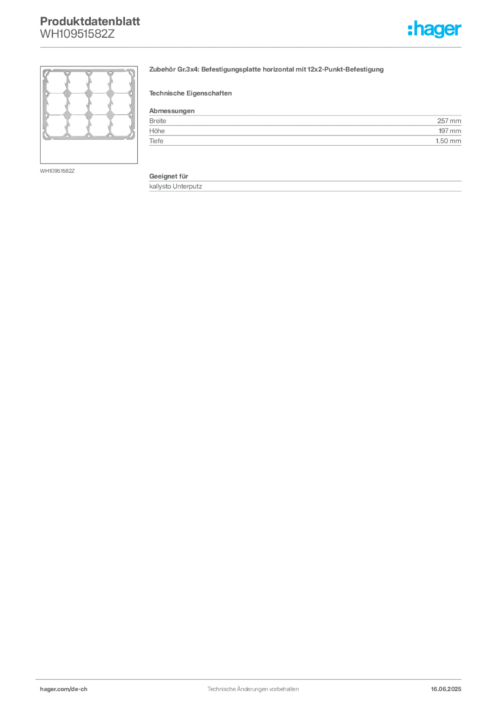 Bild Hager Produktdatenblatt WH10951582Z | Hager Schweiz