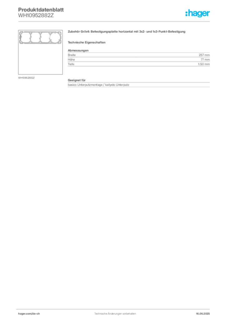 Bild Hager Produktdatenblatt WH10952882Z | Hager Schweiz