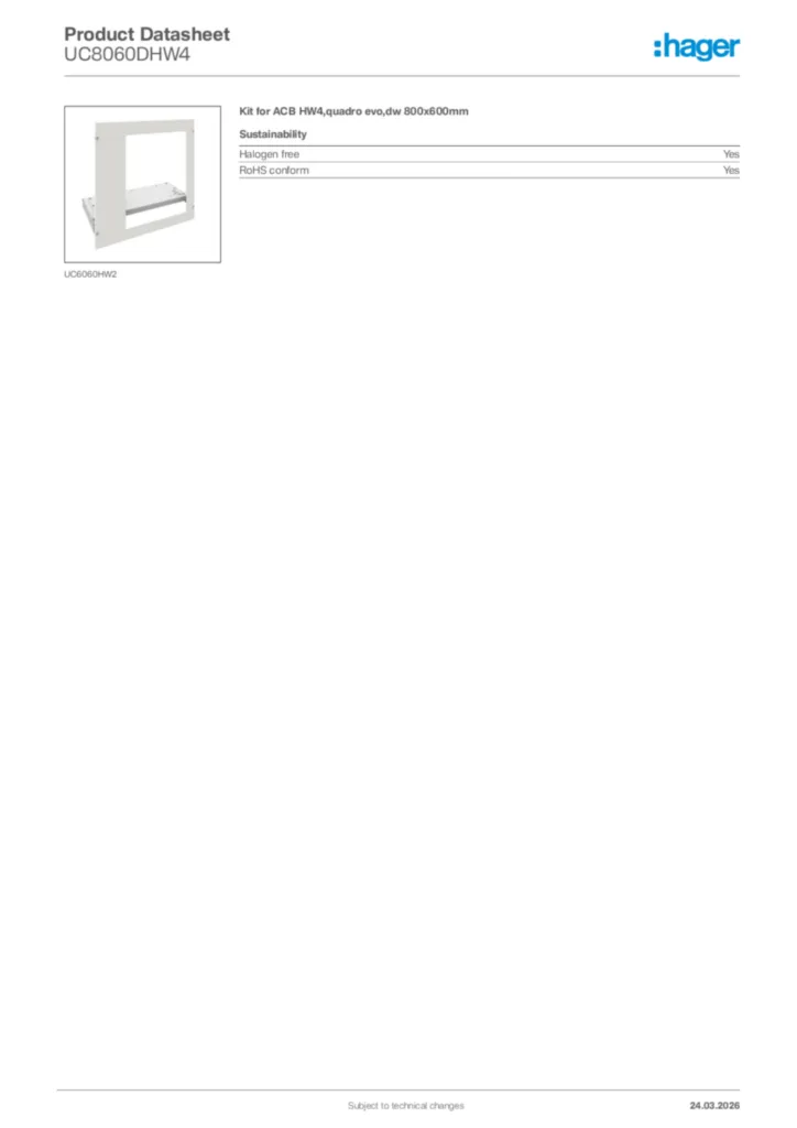 Image Hager Product data sheet UC8060DHW4  | Hager Africa