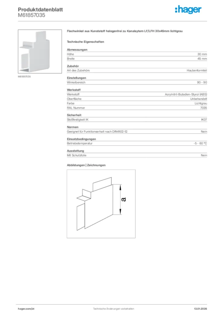Bild Hager Produktdatenblatt M61857035 | Hager Deutschland