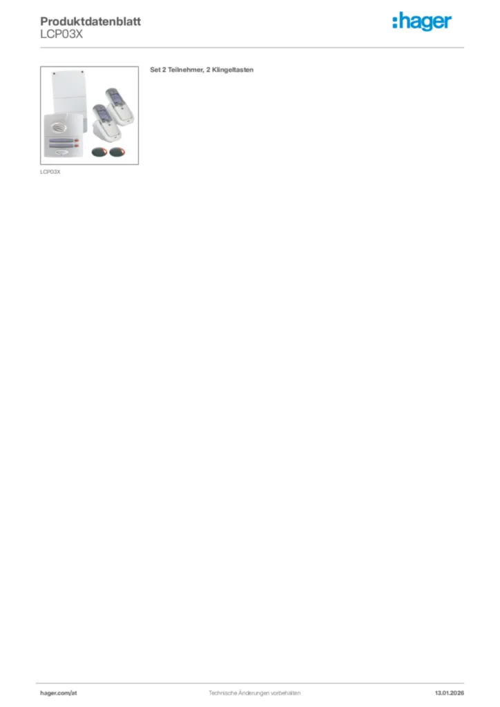 Bild Hager Produktdatenblatt LCP03X | Hager Deutschland