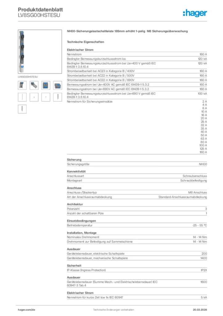 Bild Hager Produktdatenblatt LV8SG00HSTESU | Hager Deutschland