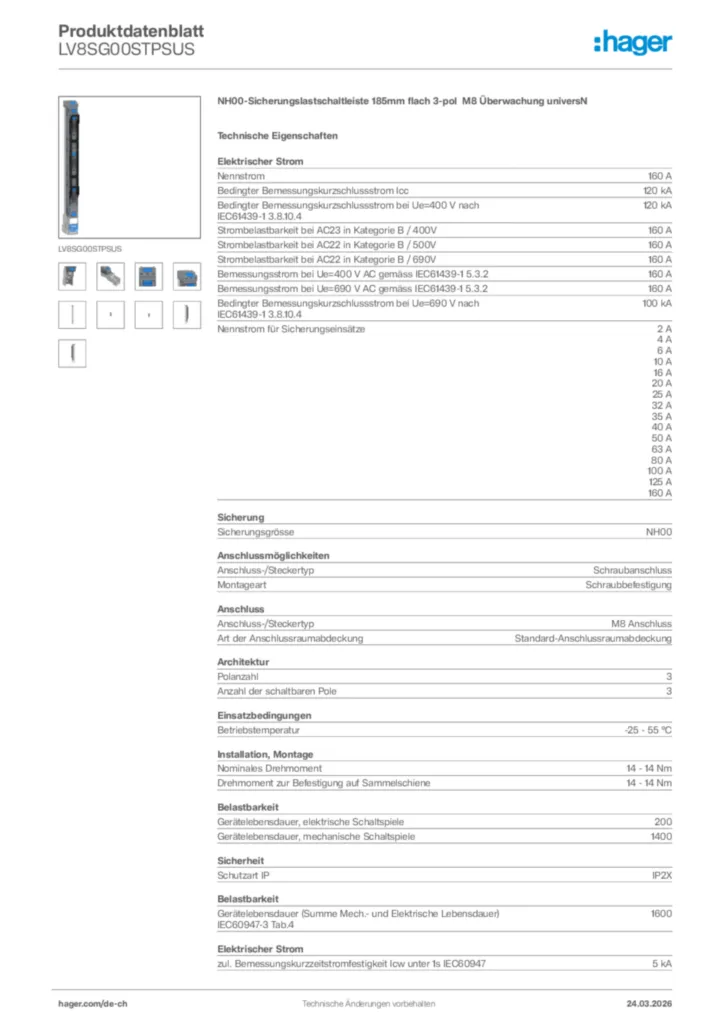 Bild Hager Produktdatenblatt LV8SG00STPSUS | Hager Schweiz