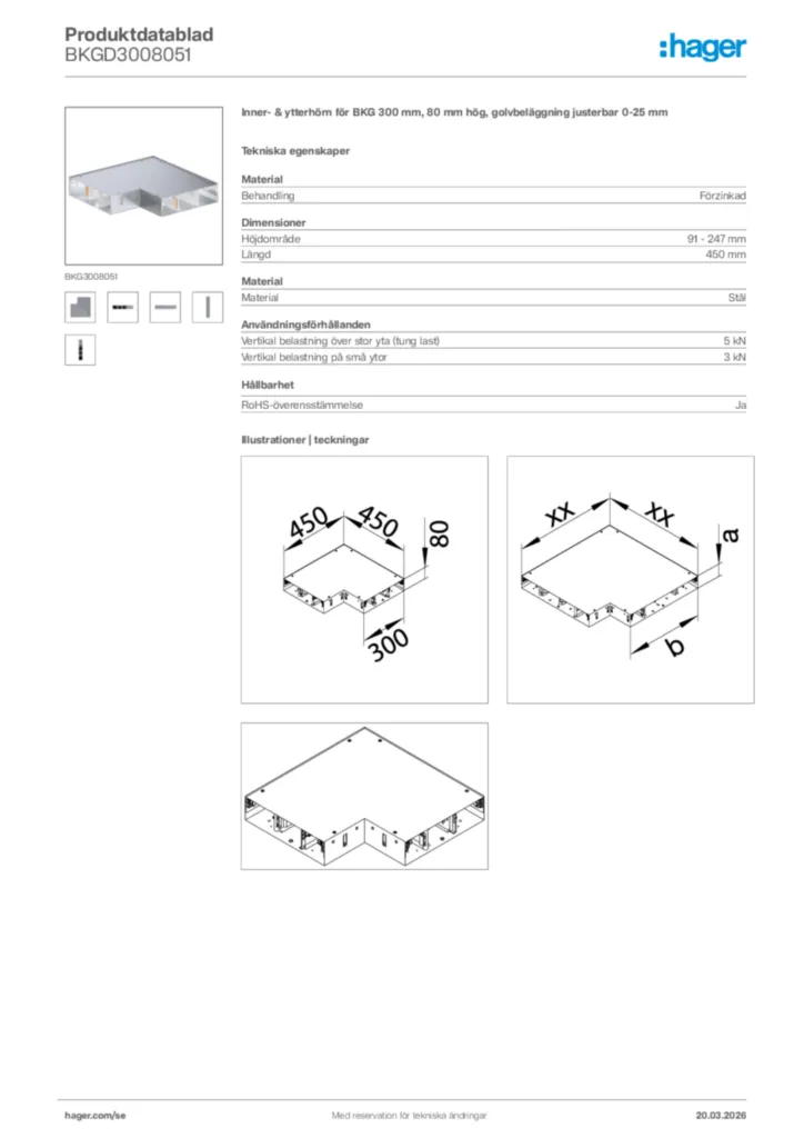 Bild Hager Produktdatablad BKGD3008051 | Hager Sverige