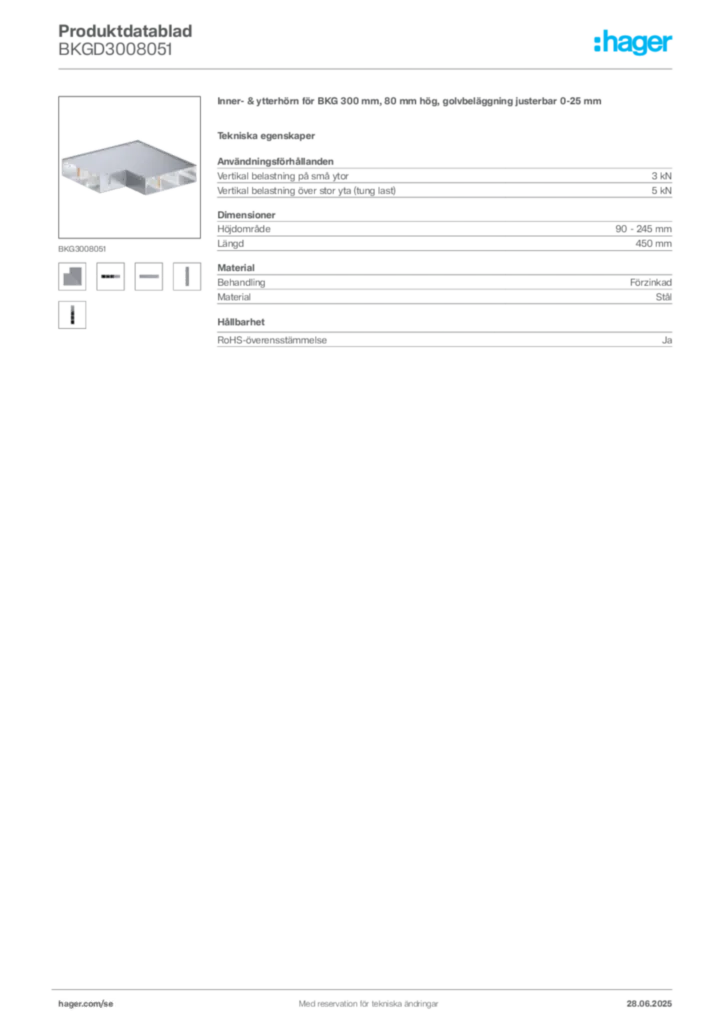 Bild Hager Produktdatablad BKGD3008051 | Hager Sverige