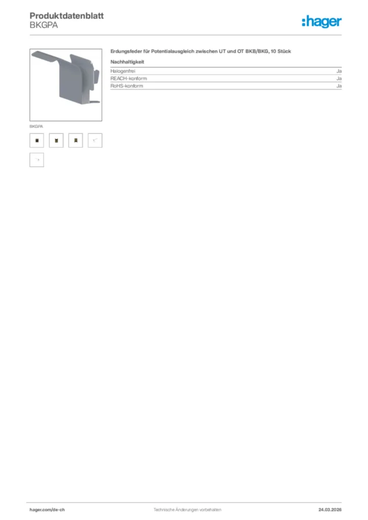 Bild Hager Produktdatenblatt BKGPA | Hager Schweiz