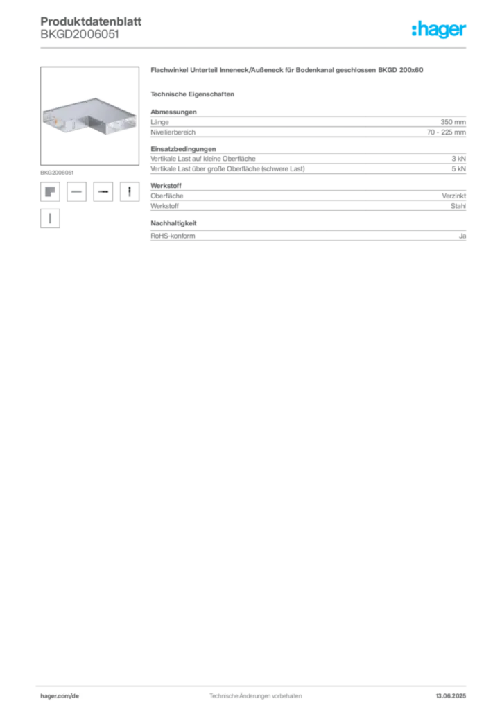Bild Hager Produktdatenblatt BKGD2006051 | Hager Deutschland