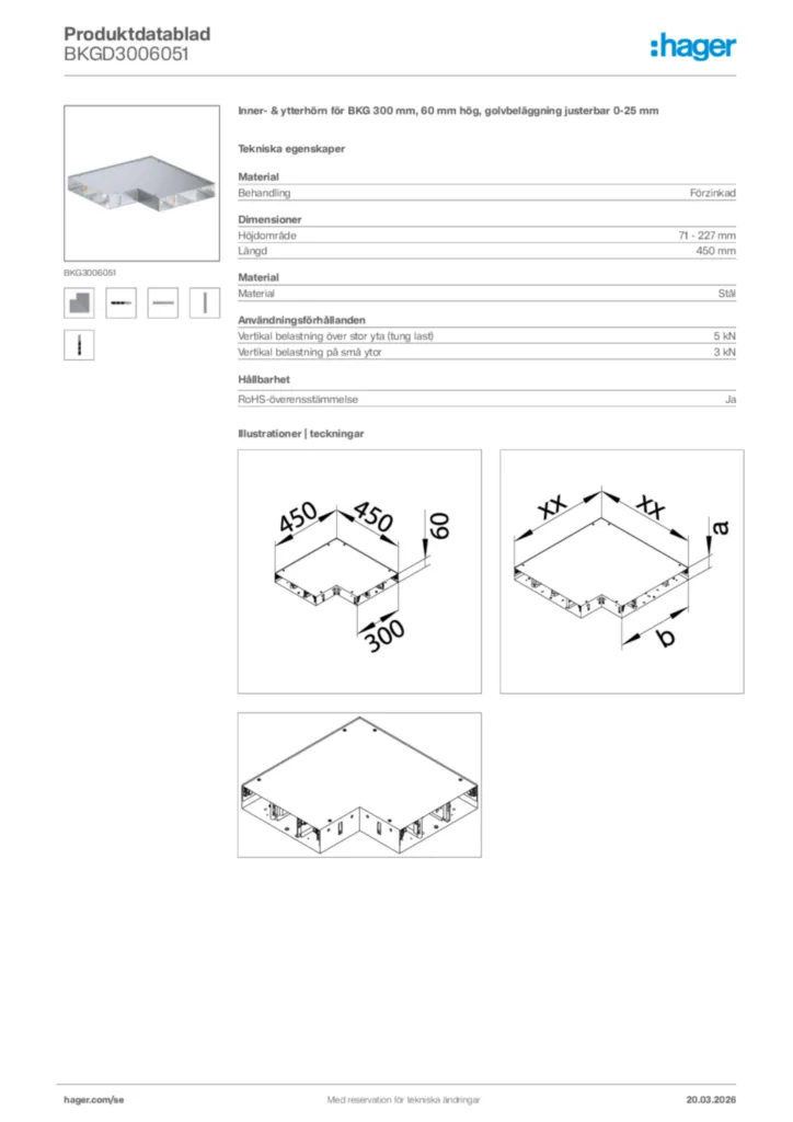 Bild Hager Produktdatablad BKGD3006051 | Hager Sverige