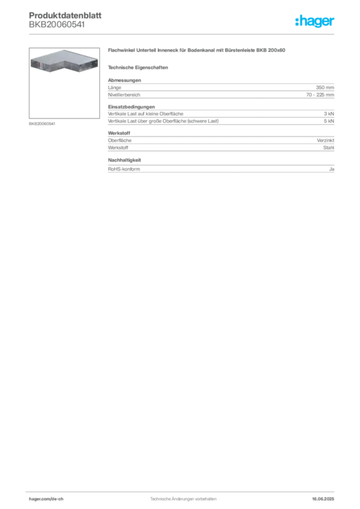 Bild Hager Produktdatenblatt BKB20060541 | Hager Schweiz