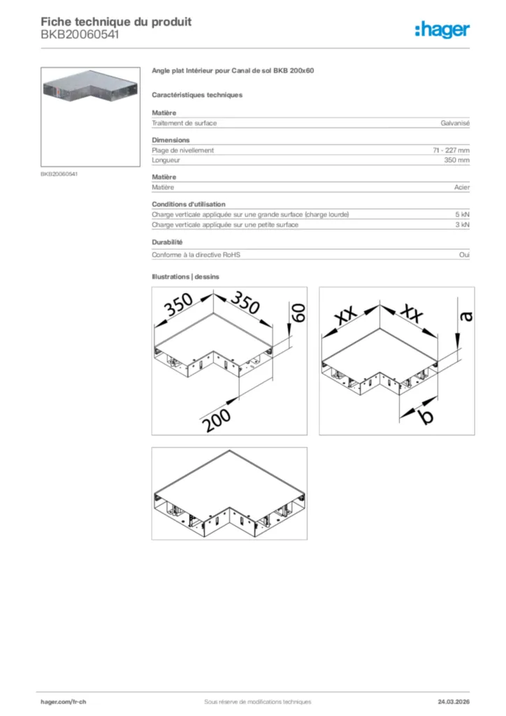 Image Hager Fiche technique du produit BKB20060541 | Hager Suisse