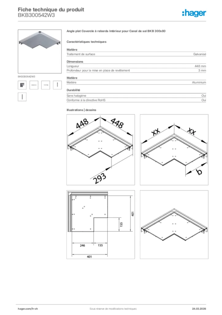 Image Hager Fiche technique du produit BKB300542W3 | Hager Suisse
