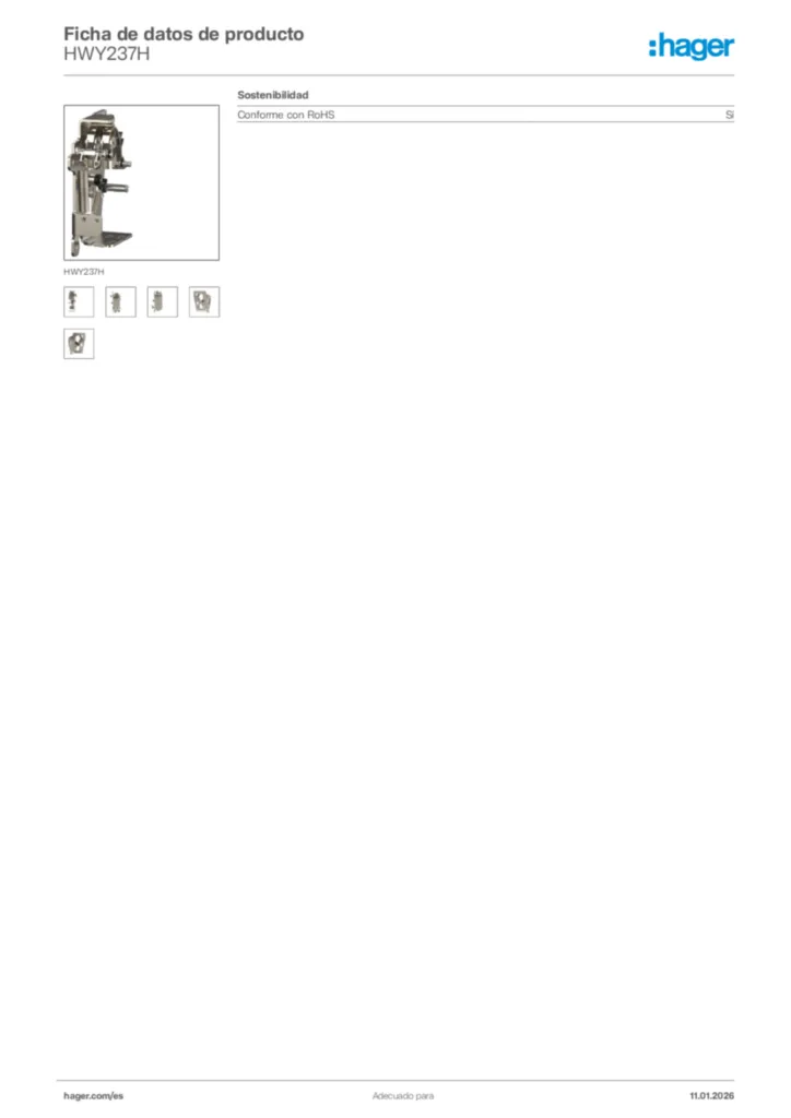Imagen Hager Ficha de datos de producto HWY237H | Hager España