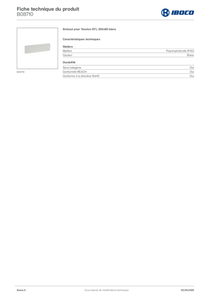 Image Iboco Fiche technique du produit B08710 | Hager France