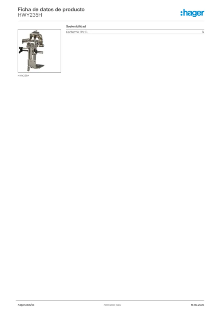 Imagen Hager Ficha de datos de producto HWY235H | Hager España