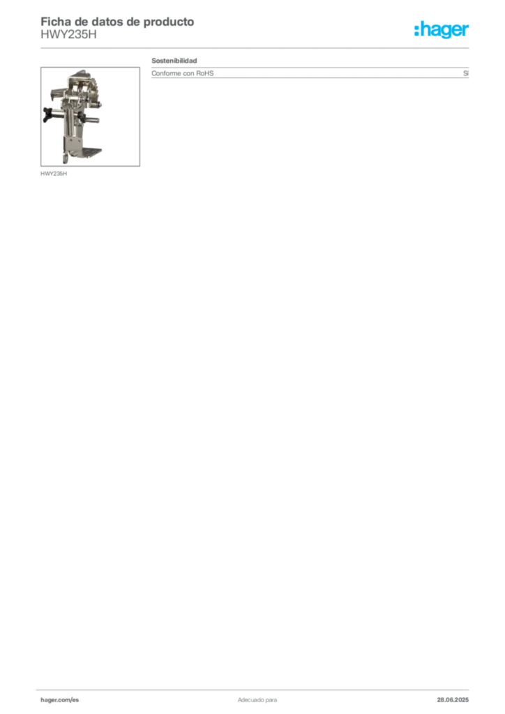 Imagen Hager Ficha de datos de producto HWY235H | Hager España