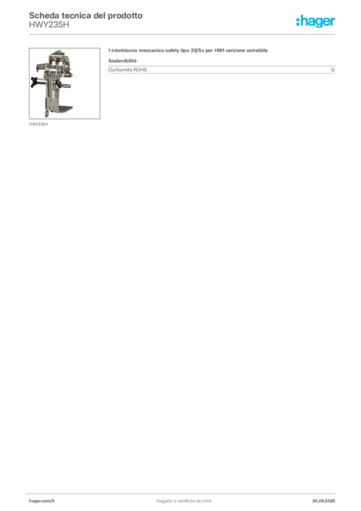 Immagine Hager Scheda tecnica del prodotto HWY235H | Hager Italia
