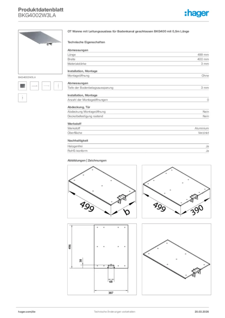 Bild Hager Produktdatenblatt BKG4002W3LA | Hager Deutschland