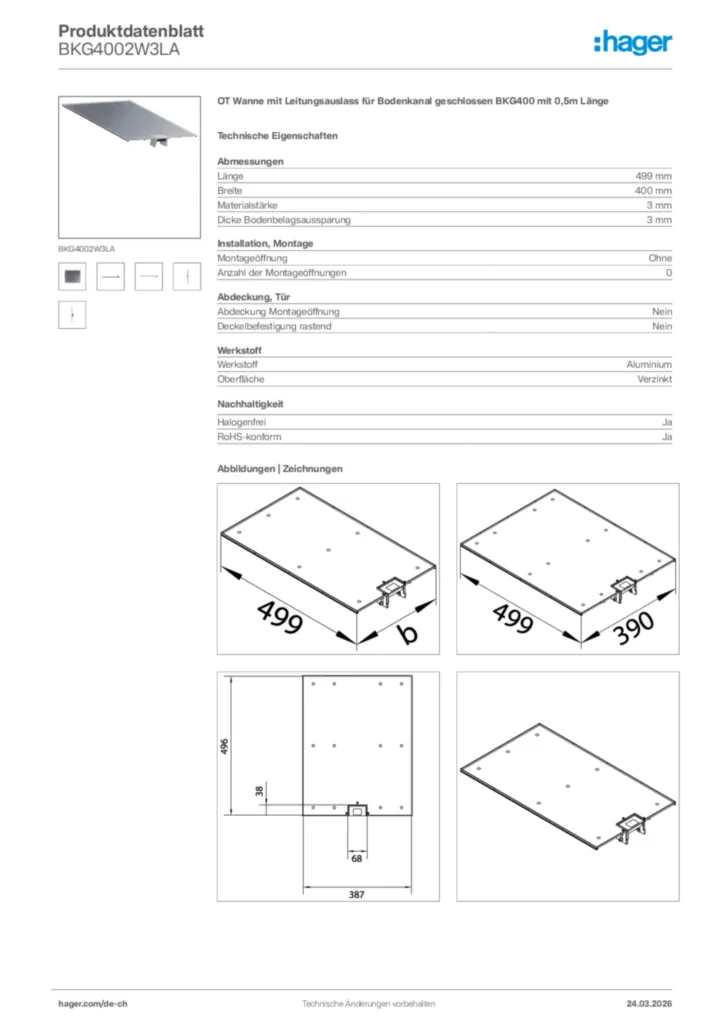 Bild Hager Produktdatenblatt BKG4002W3LA | Hager Schweiz