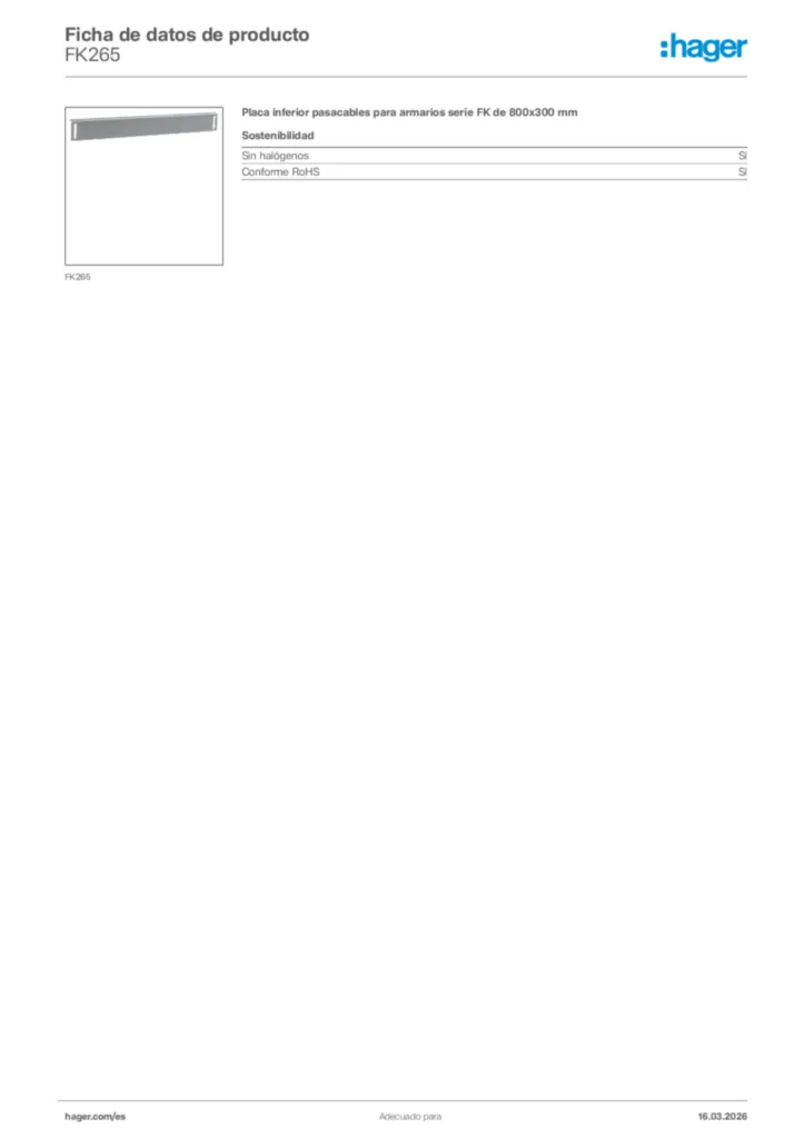 Imagen Hager Ficha de datos de producto FK265 | Hager España