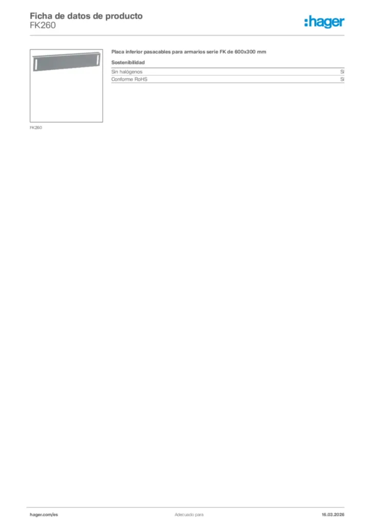 Imagen Hager Ficha de datos de producto FK260 | Hager España