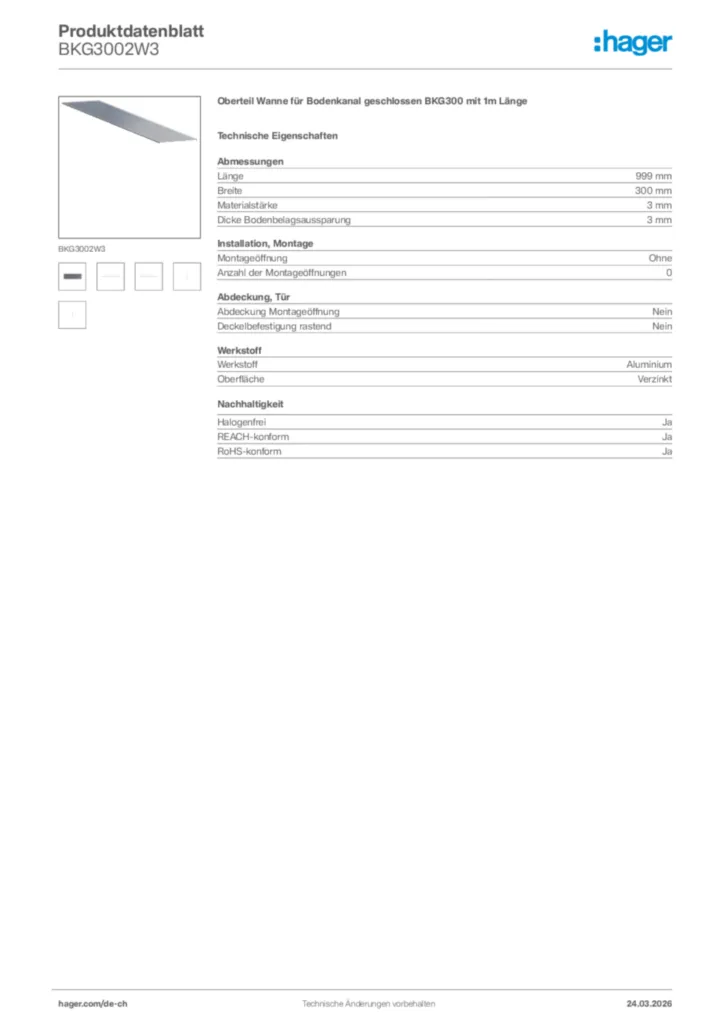 Bild Hager Produktdatenblatt BKG3002W3 | Hager Schweiz