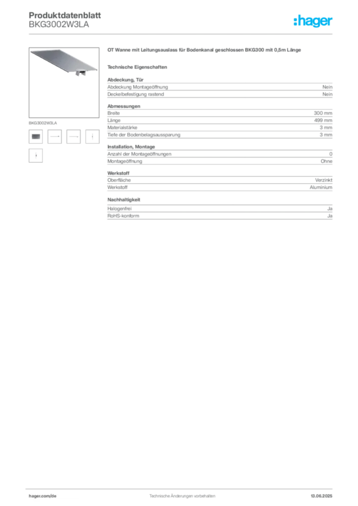 Bild Hager Produktdatenblatt BKG3002W3LA | Hager Deutschland