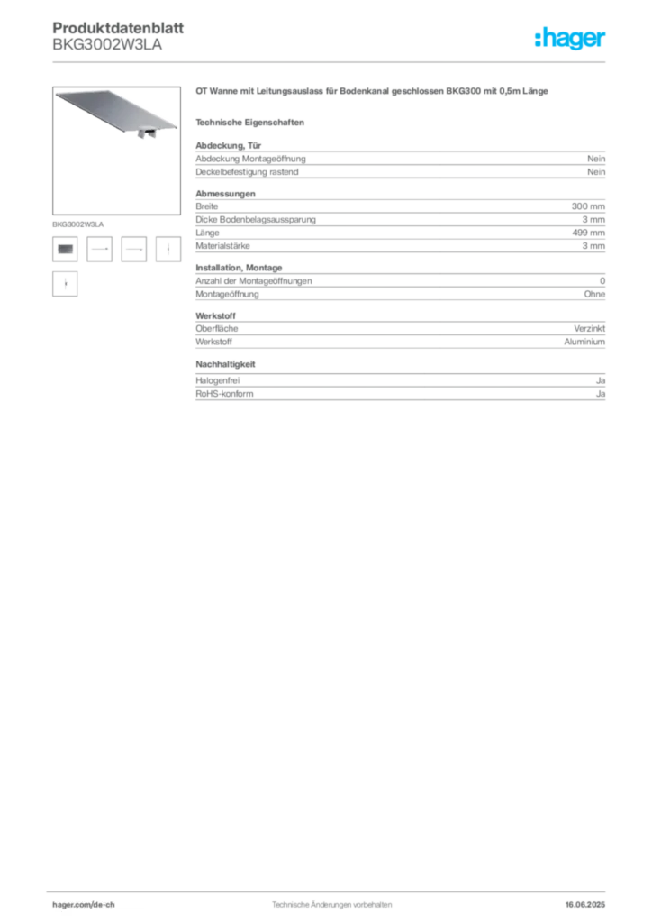 Bild Hager Produktdatenblatt BKG3002W3LA | Hager Schweiz