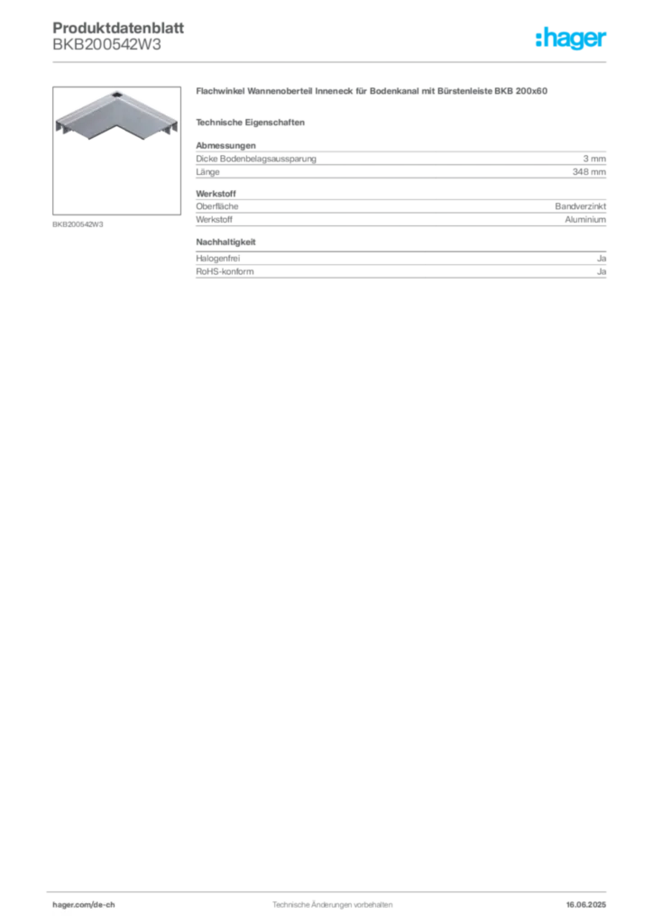 Bild Hager Produktdatenblatt BKB200542W3 | Hager Schweiz