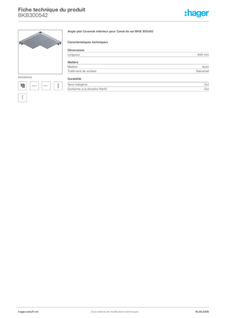 Image Hager Fiche technique du produit BKB300542 | Hager Suisse
