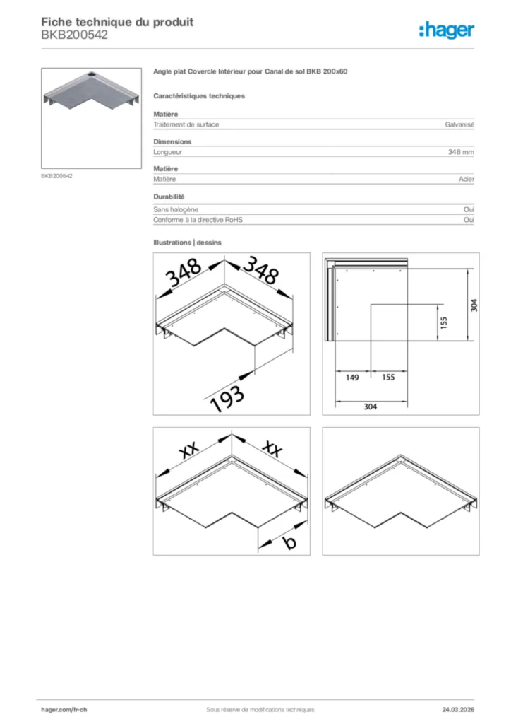 Image Hager Fiche technique du produit BKB200542 | Hager Suisse