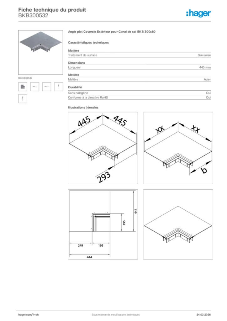 Image Hager Fiche technique du produit BKB300532 | Hager Suisse